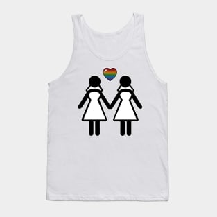 Lesbian Silhouette Brides with Rainbow Colored Pride Heart Tank Top